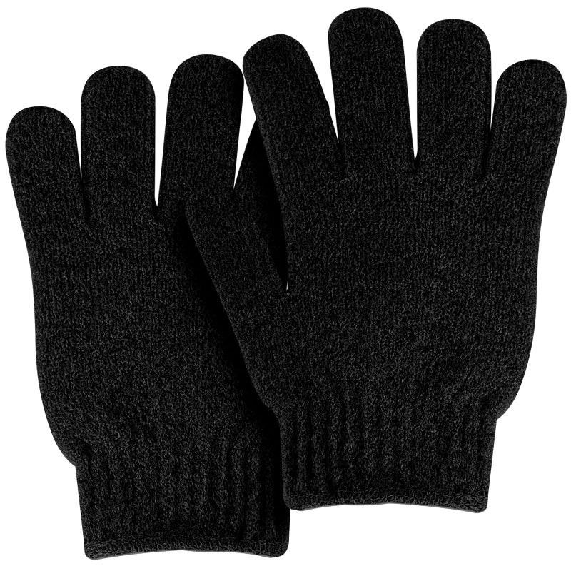 MOLOPPO Bath Glove 2 PCS Use Loofah Sponge Exfoliating Body Scrubber Deep Cleansing Removes Dead Skin for Both Women and Men(Black) - Image 1